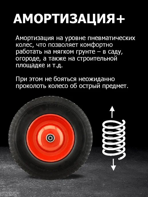 Колесо для тачки садовой бескамерное полиуретановое 4.00-8, вариант, фото 2