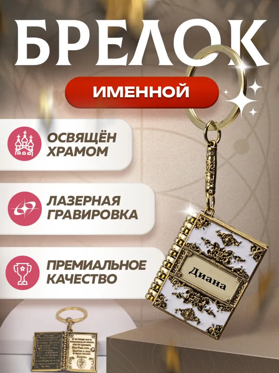 Именной брелок "Диана" с молитвой