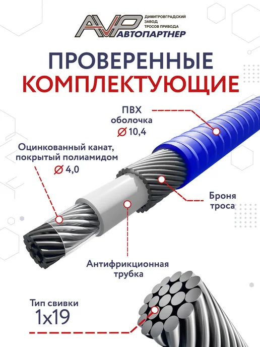 AVP Автопартнер Трос ручника правый для ГАЗ 31105 Волга но с 2007 г, 2007 г, фото 3