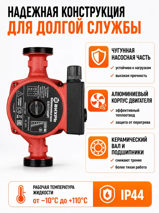 ВИХРЬ Циркуляционный насос для отопления Ц-25 4, вариант, фото 6