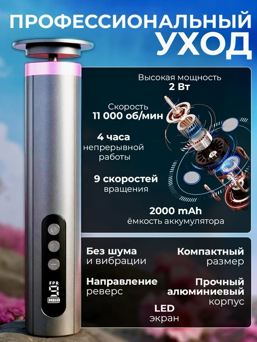 АРХОТЕК Электрическая пилка для пяток ног аппарат для смарт педикюра, фиолетовый, фото 2