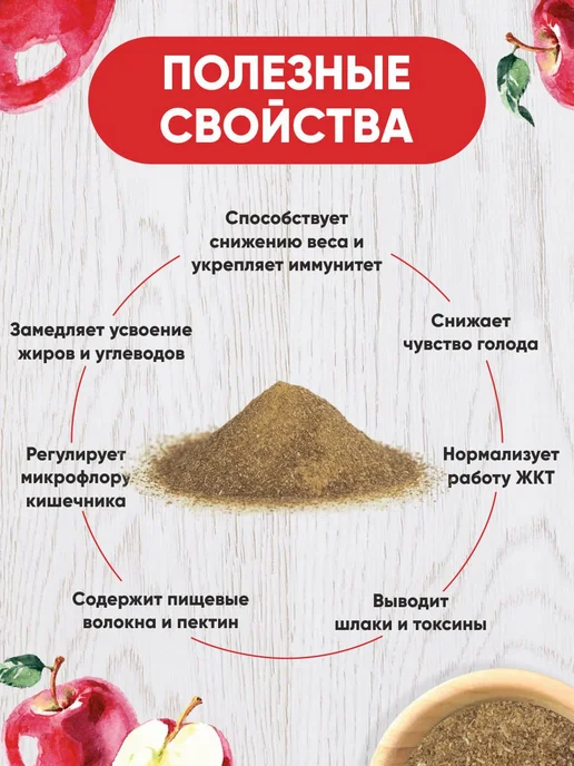 Клетчатка яблочная порошок для похудения, очищения, 1080 г, 540 г, фото 2