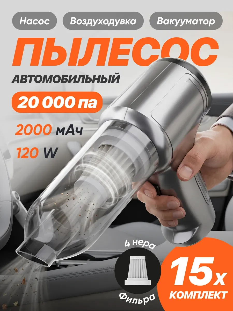 Автомобильный пылесос для автомобиля беспроводной мощный