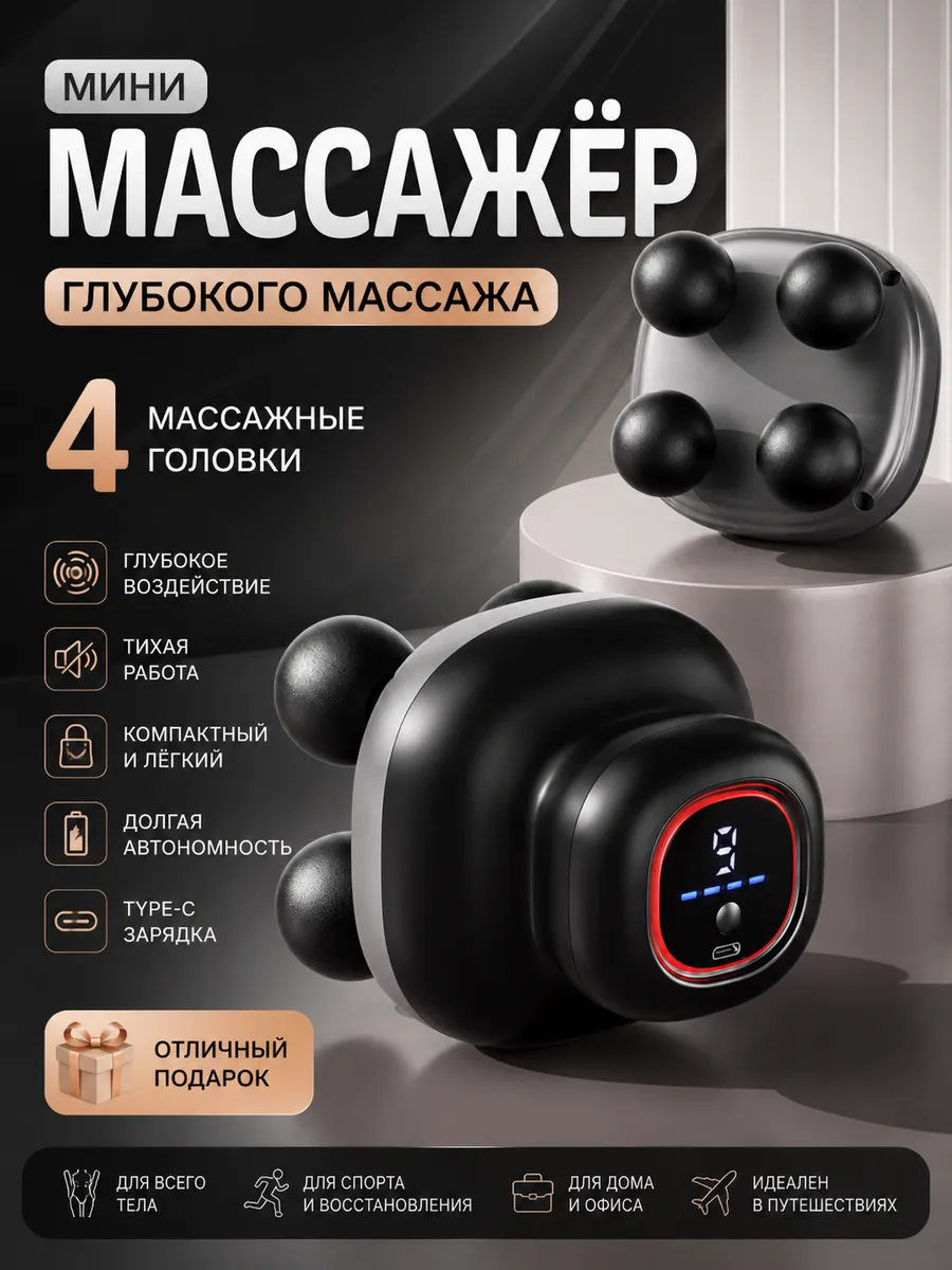 Массажер перкуссионный для мышц спины и тела электрический