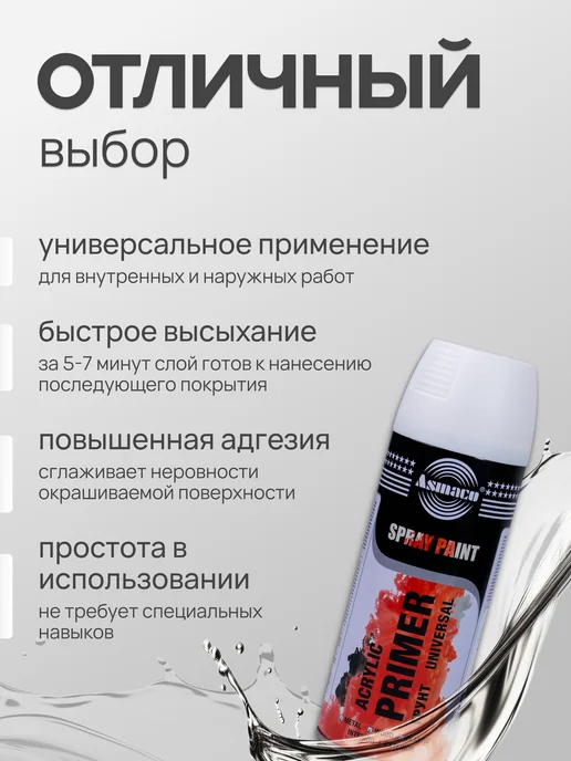 Hoch Paint Грунтовка автомобильная акриловая серая 520 мл, 400 мл, фото 3