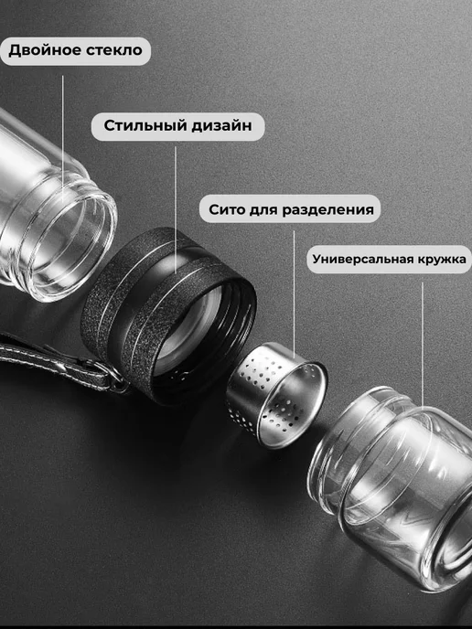 Бутылка для заваривания чая с отдельным отсеком для заварки, вариант, фото 2
