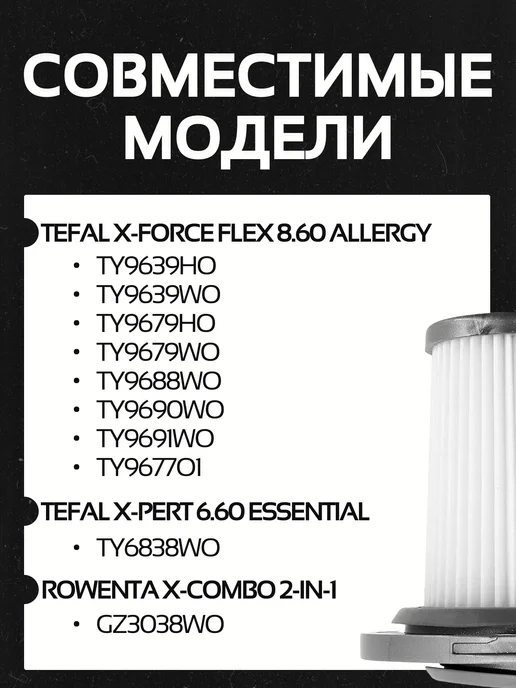 HEPA фильтр для пылесоса Tefal, Rowenta X-Force Flex 8.60, вариант, фото 2