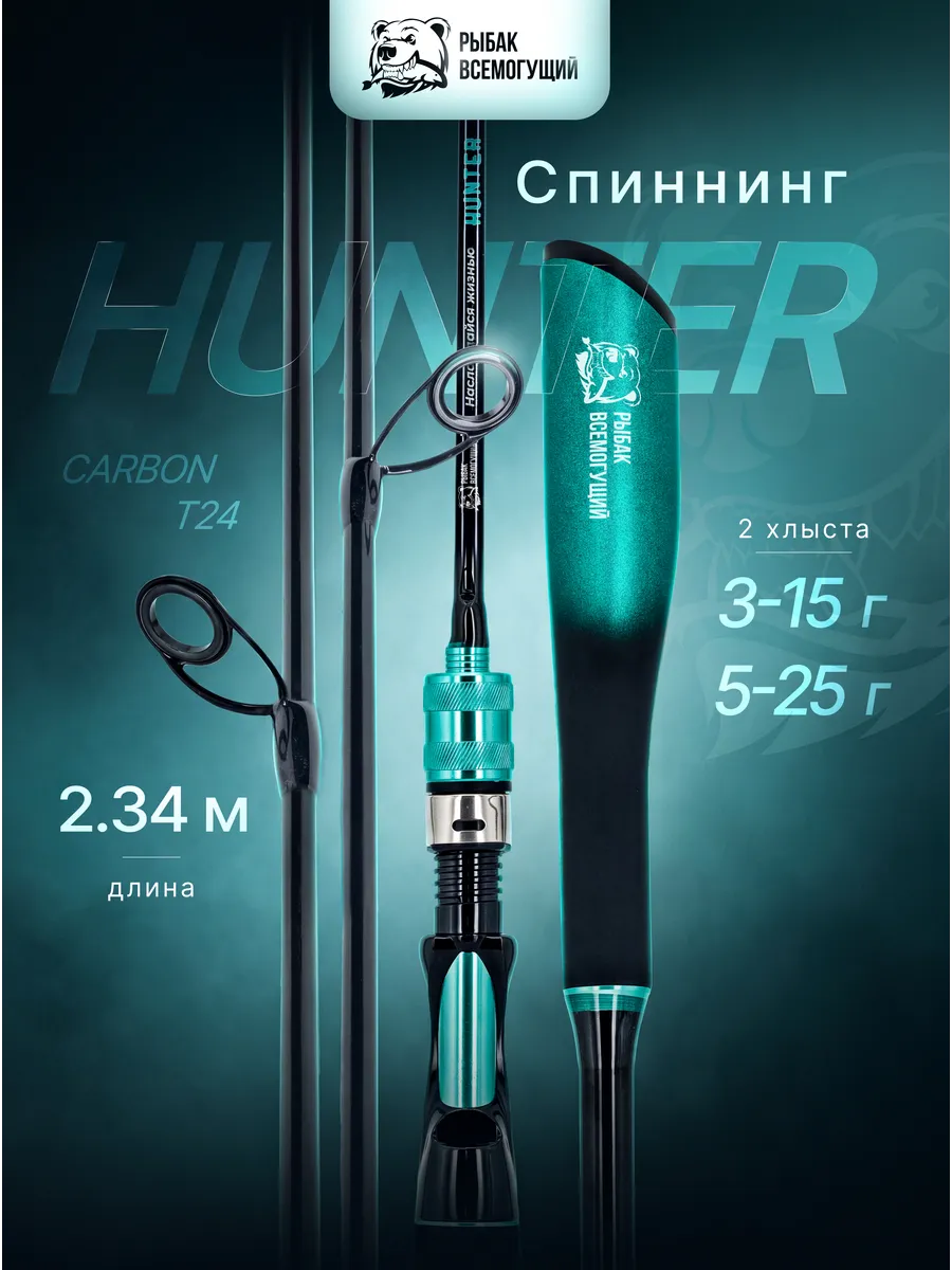Спиннинг штекерный Хантер на щуку для рыбалки 2.34 м