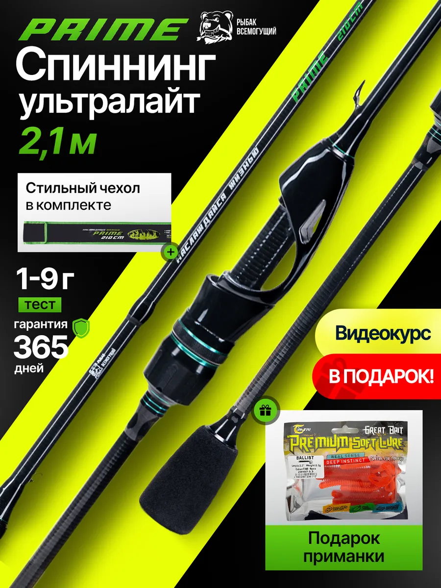 Спиннинг штекерный на щуку для рыбалки ультралайт 210 1-9 гр