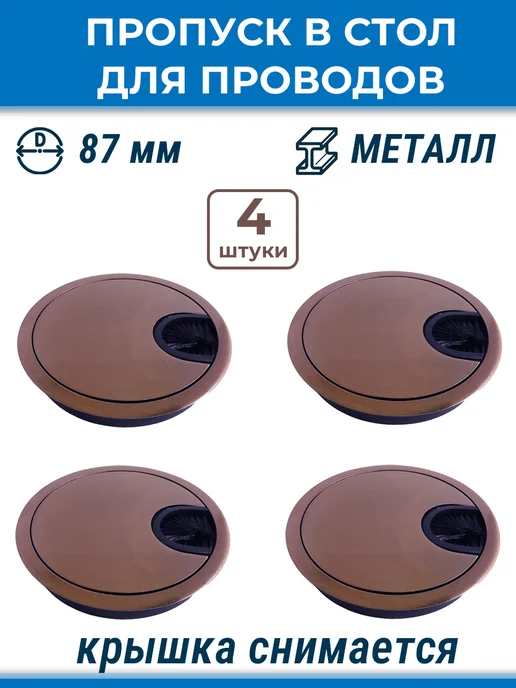 NOVELLA Лот 4 шт Пропуск заглушка в стол для проводов круглый 87 мм, 4 шт